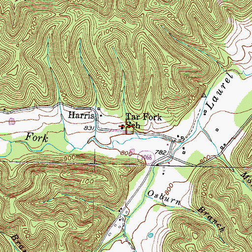 Topographic Map of Tar Fork School, KY