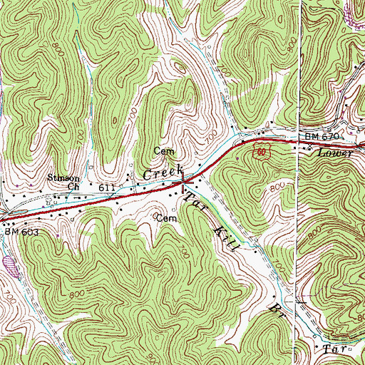 Topographic Map of Tar Kill Branch, KY