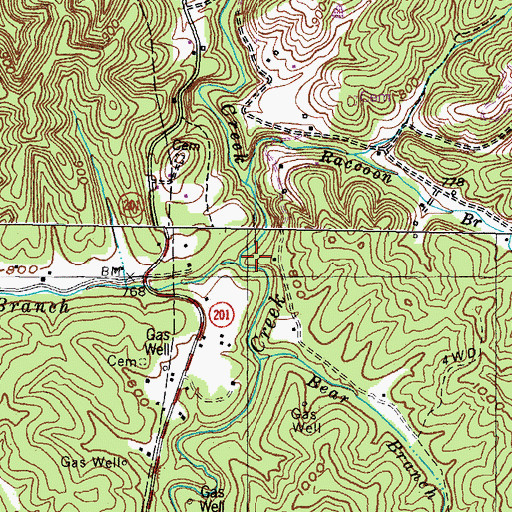 Topographic Map of Tarkiln Branch, KY