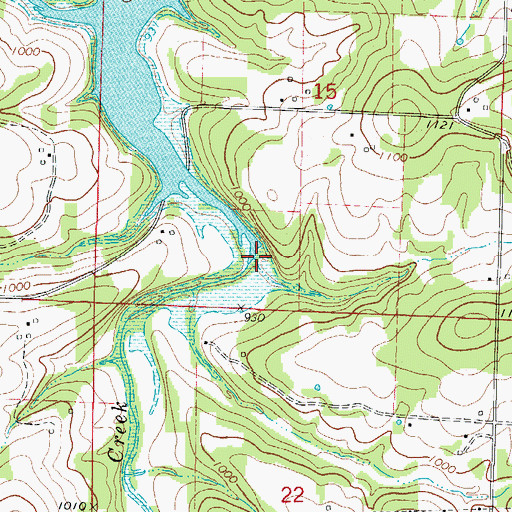 Topographic Map of Indian Creek, MO