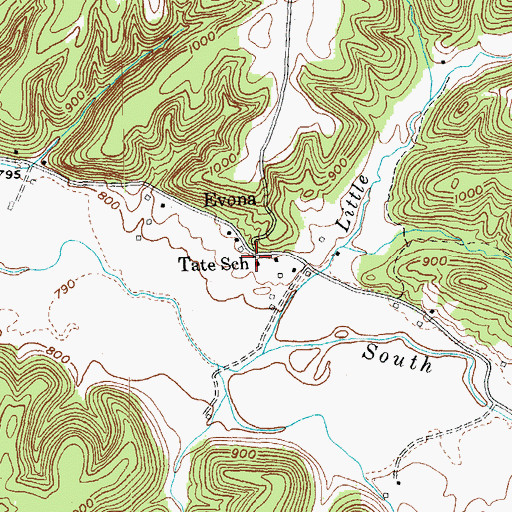 Topographic Map of Tate School, KY