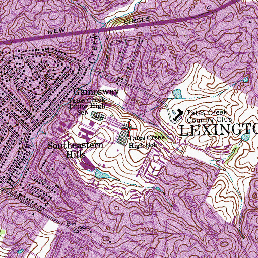 Topographic Map of Tates Creek High School, KY