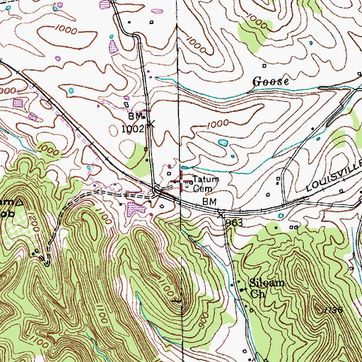 Topographic Map of Tatum Cemetery, KY