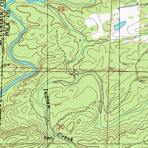 Topographic Map of Indian Creek, AR