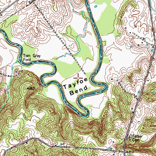 Topographic Map of Tayloe Bend, KY