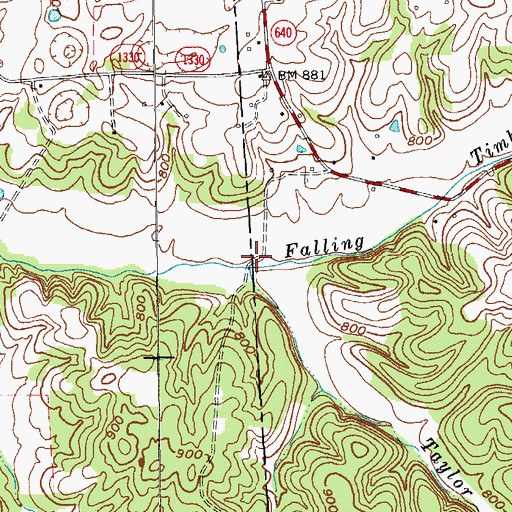 Topographic Map of Taylor Branch, KY