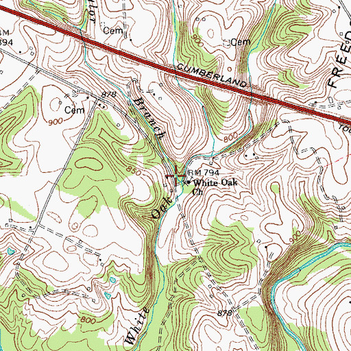 Topographic Map of Taylor Branch, KY