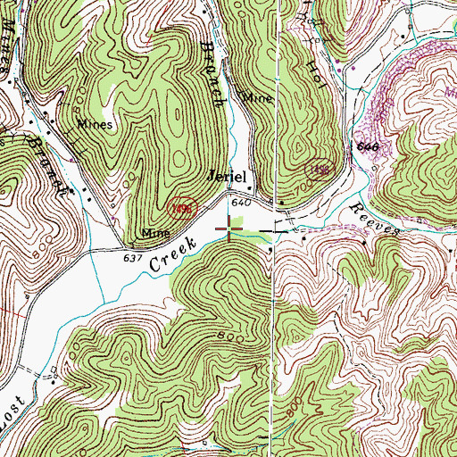 Topographic Map of Taylor Branch, KY