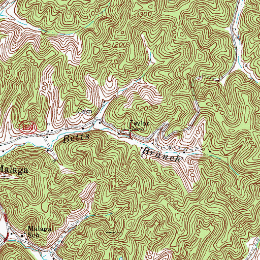 Topographic Map of Taylor Cemetery, KY