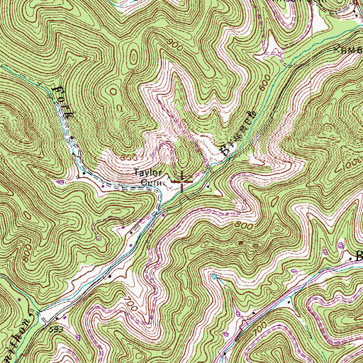 Topographic Map of Taylor Cemetery, KY