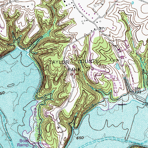 Topographic Map of Taylor County Park, KY