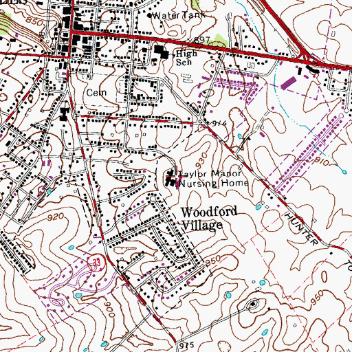 Topographic Map of Taylor Manor Nursing Home, KY