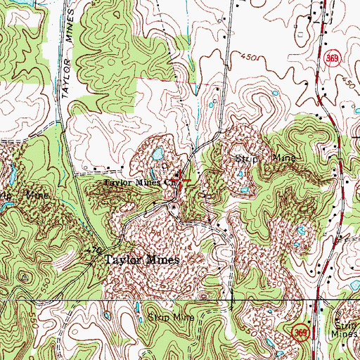 Topographic Map of Taylor Mines Church, KY