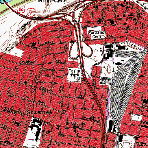 Topographic Map of E. Leland Taylor Park, KY