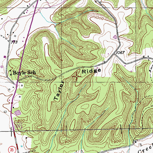 Topographic Map of Taylor Ridge, KY
