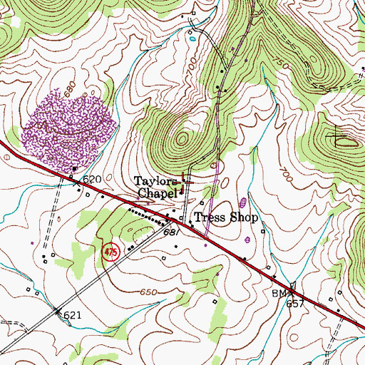 Topographic Map of Taylors Chapel, KY