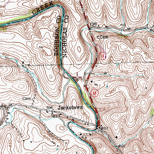 Topographic Map of Taylors Creek, KY