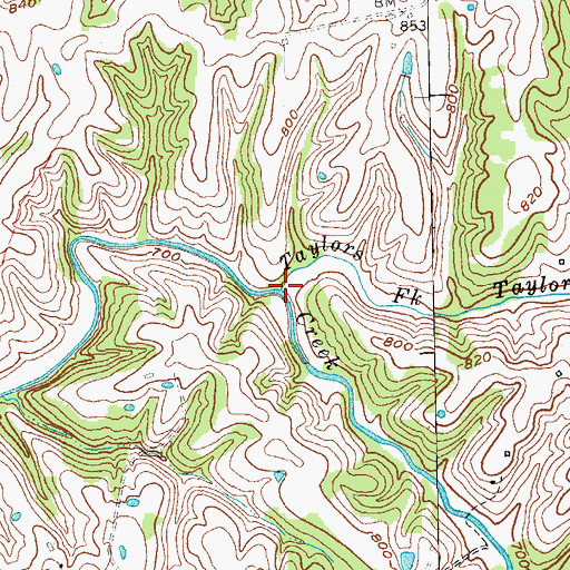 Topographic Map of Taylors Fork, KY