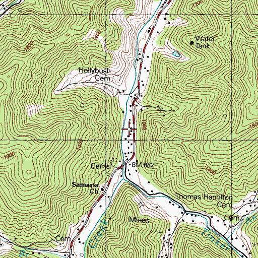 Topographic Map of Teaberry School, KY