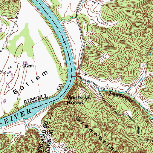 Topographic Map of Tearcoat Creek, KY