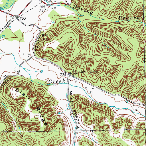 Topographic Map of Tedder Cemetery, KY