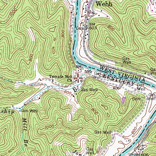 Topographic Map of Temple Bell Church, KY
