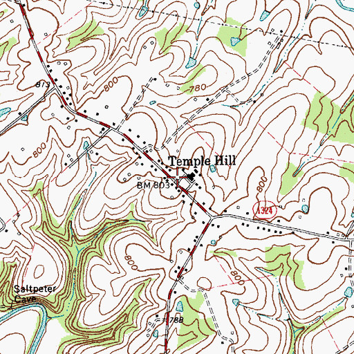 Topographic Map of Temple Hill, KY