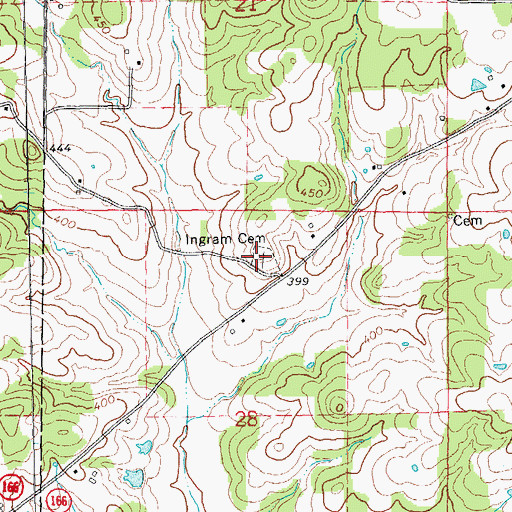 Topographic Map of Ingram Cemetery, AR
