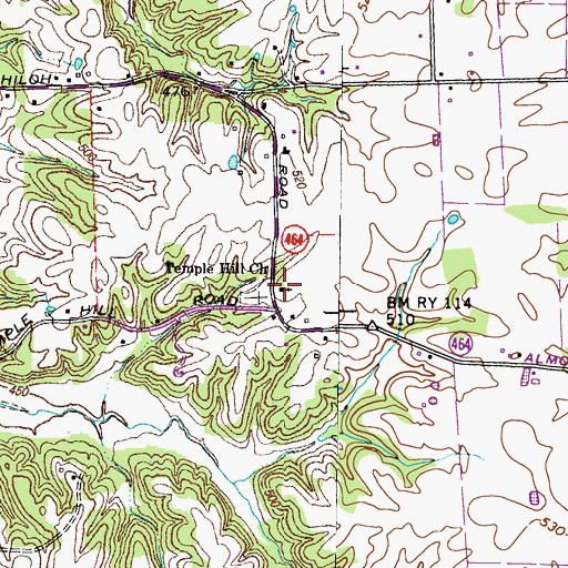 Topographic Map of Temple Hill Church, KY