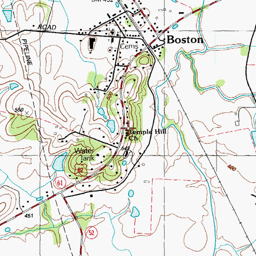 Topographic Map of Temple Hill Church, KY
