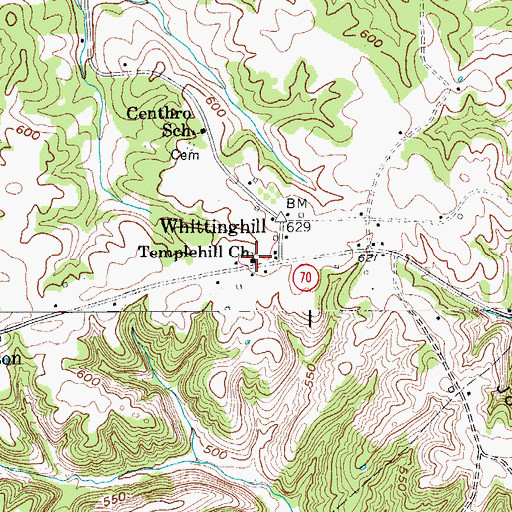 Topographic Map of Templehill Church, KY