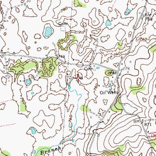 Topographic Map of Ten Acre Branch, KY