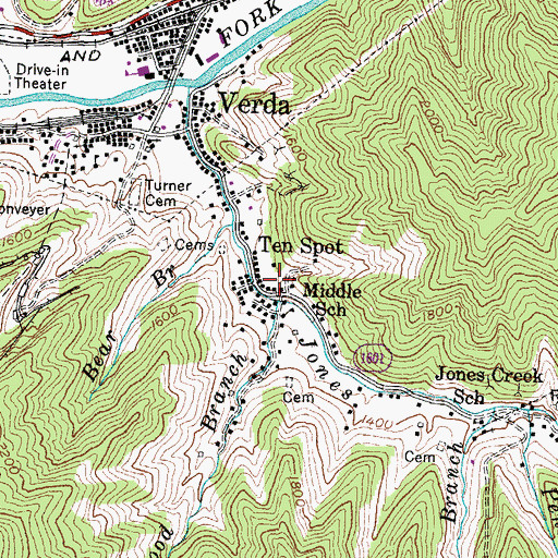 Topographic Map of Ten Spot, KY
