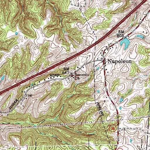 Topographic Map of Tenmile Baptist Church, KY
