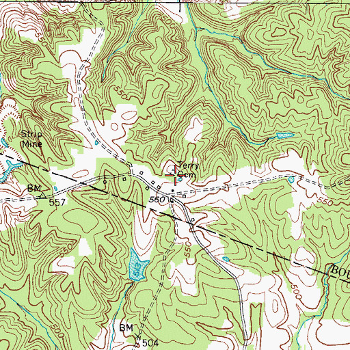 Topographic Map of Terry Cemetery, KY