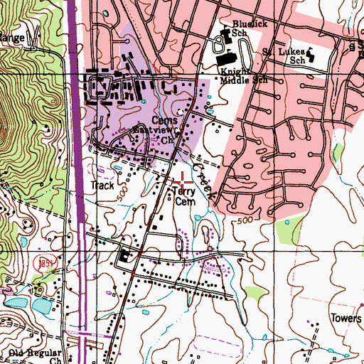 Topographic Map of Terry Cemetery, KY