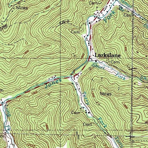 Topographic Map of Terry Fork, KY