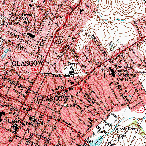 Topographic Map of Terry School, KY