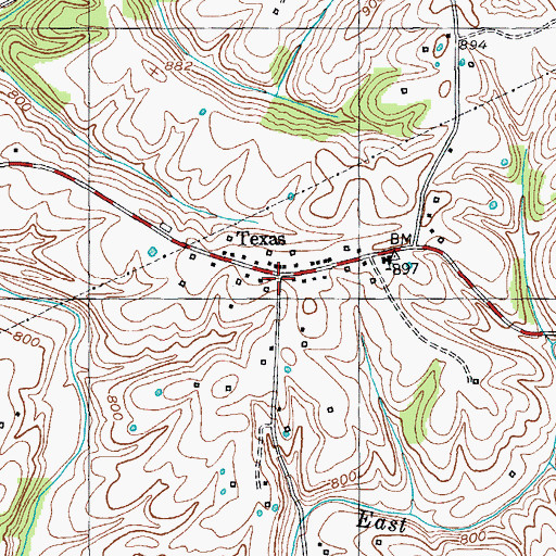 Topographic Map of Texas, KY