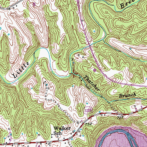 Topographic Map of Thatcher Branch, KY