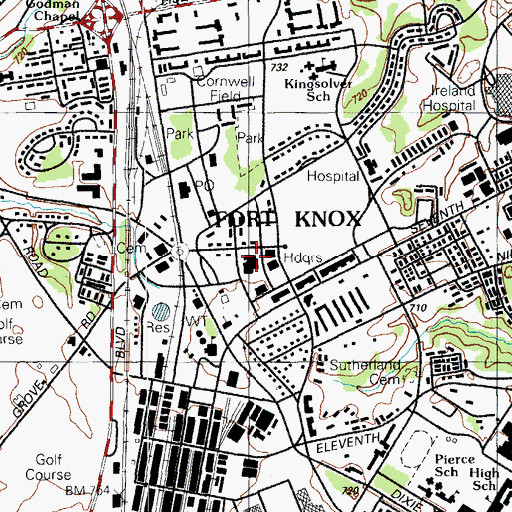 Topographic Map of The Armor Center, KY