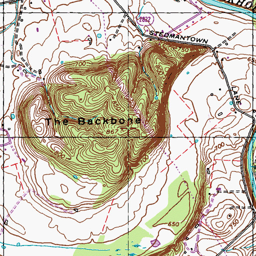 Topographic Map of The Backbone, KY