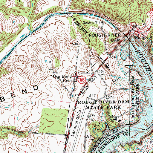 Topographic Map of The Bend Cemetery, KY