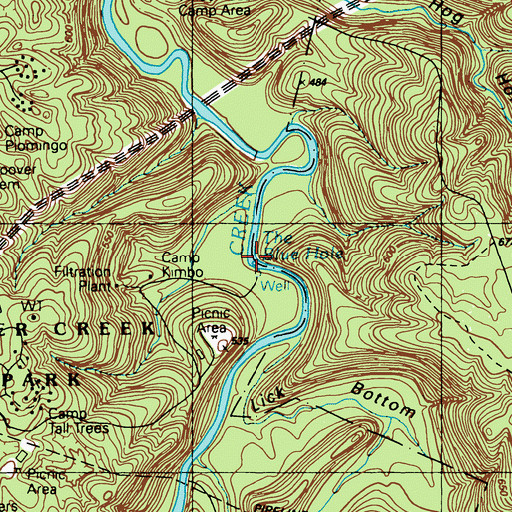 Topographic Map of The Blue Hole, KY