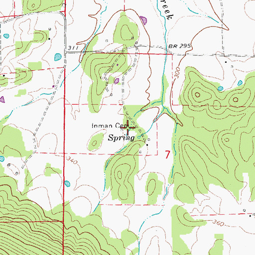 Topographic Map of Inman Cemetery, AR