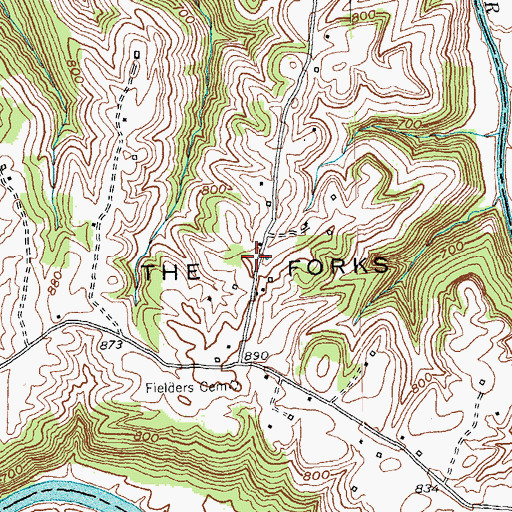 Topographic Map of The Forks, KY