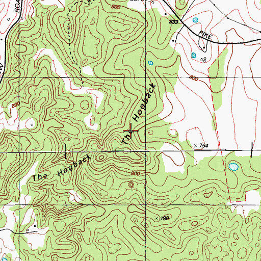 Topographic Map of The Hogback, KY