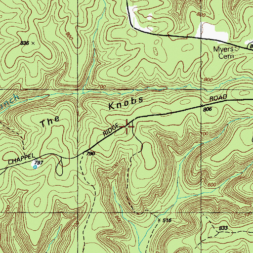 Topographic Map of The Knobs, KY