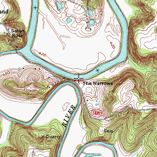 Topographic Map of The Narrows, KY
