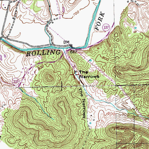 Topographic Map of The Narrows, KY